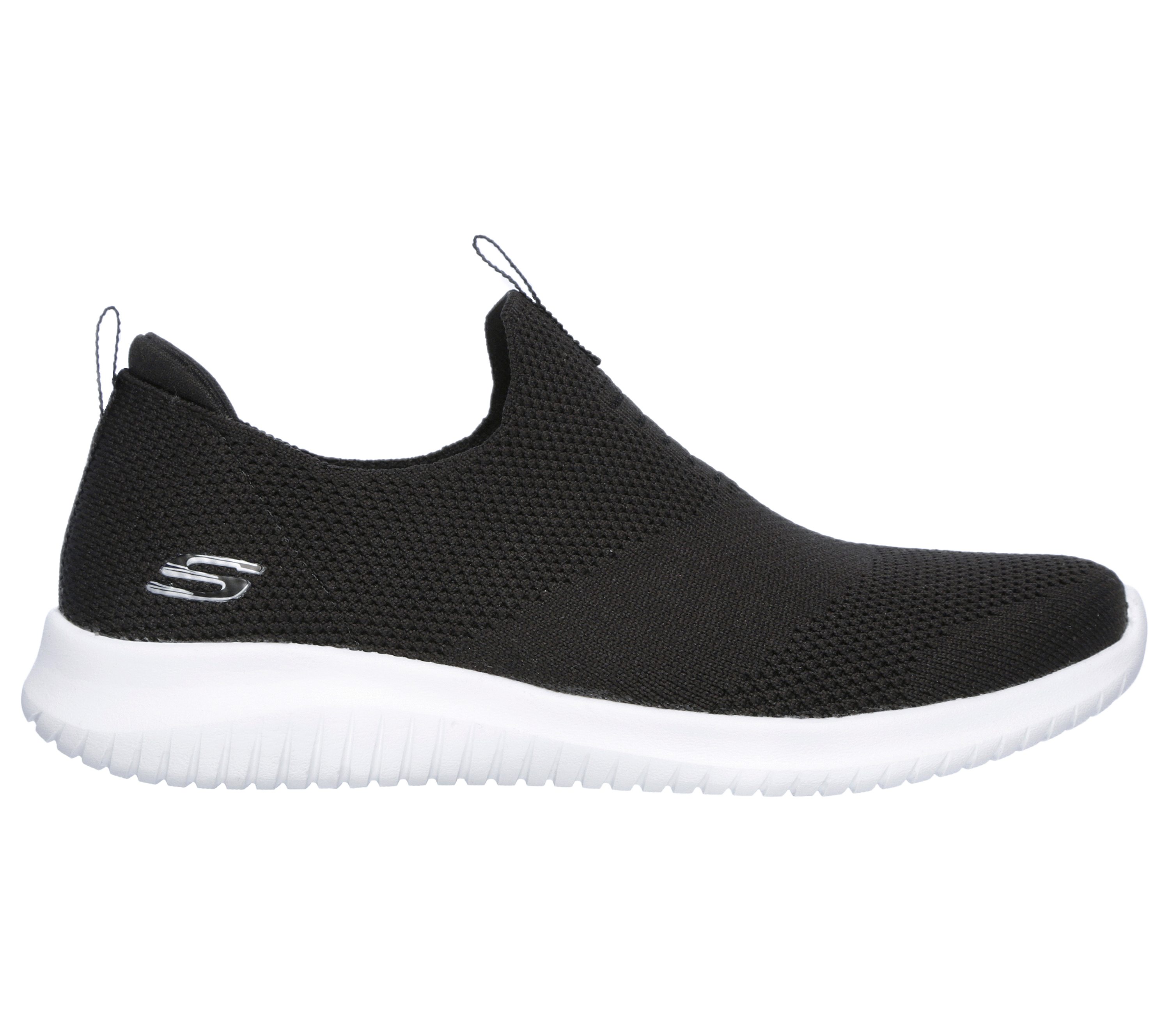 skechers black ultra flex happy days trainers